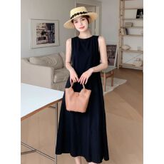 批发日常通勤休闲气质垂坠感<b class='q'>连衣裙</b>大码胖mm显瘦<b class='q'>直筒</b>露背裙背心裙长裙