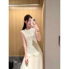 批发无袖背心<b class='q'>连衣裙</b>女名媛千金感小礼服高级感蕾丝网纱拼接收腰款长裙