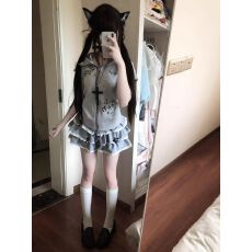 批发日系亚文化可爱辣妹套装女夏季宅系修身短袖外套上衣<b class='q'>蓬蓬</b>裙蛋糕裙