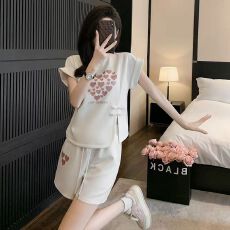 批发韩版时尚运动<b class='q'>套装</b>女夏季减龄显瘦短袖短裤小个子跑步<b class='q'>休闲</b>两件套潮
