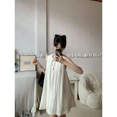 批发杏色娃娃领无袖<b class='q'>连衣裙</b>绝美不撞款小个子娃娃裙初夏独特漂亮小裙子