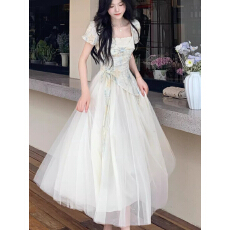 批发夏季新款设计感<b class='q'>假两件</b>甜美短袖<b class='q'>连衣裙</b>女装修身显瘦长裙子