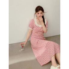 批发2026夏季<b class='q'>连衣裙</b><b class='q'>大码</b>女装胖mm显瘦复古风格纹小裙子
