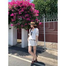 批发时尚百搭休闲衬衫短裙套装女2026年<b class='q'>夏</b>季上衣裙子时尚穿搭一整套