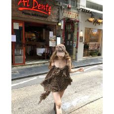 批发2026春夏新款性感豹纹吊带背心女外穿宽松显瘦雪纺<b class='q'>无袖</b>围脖上衣