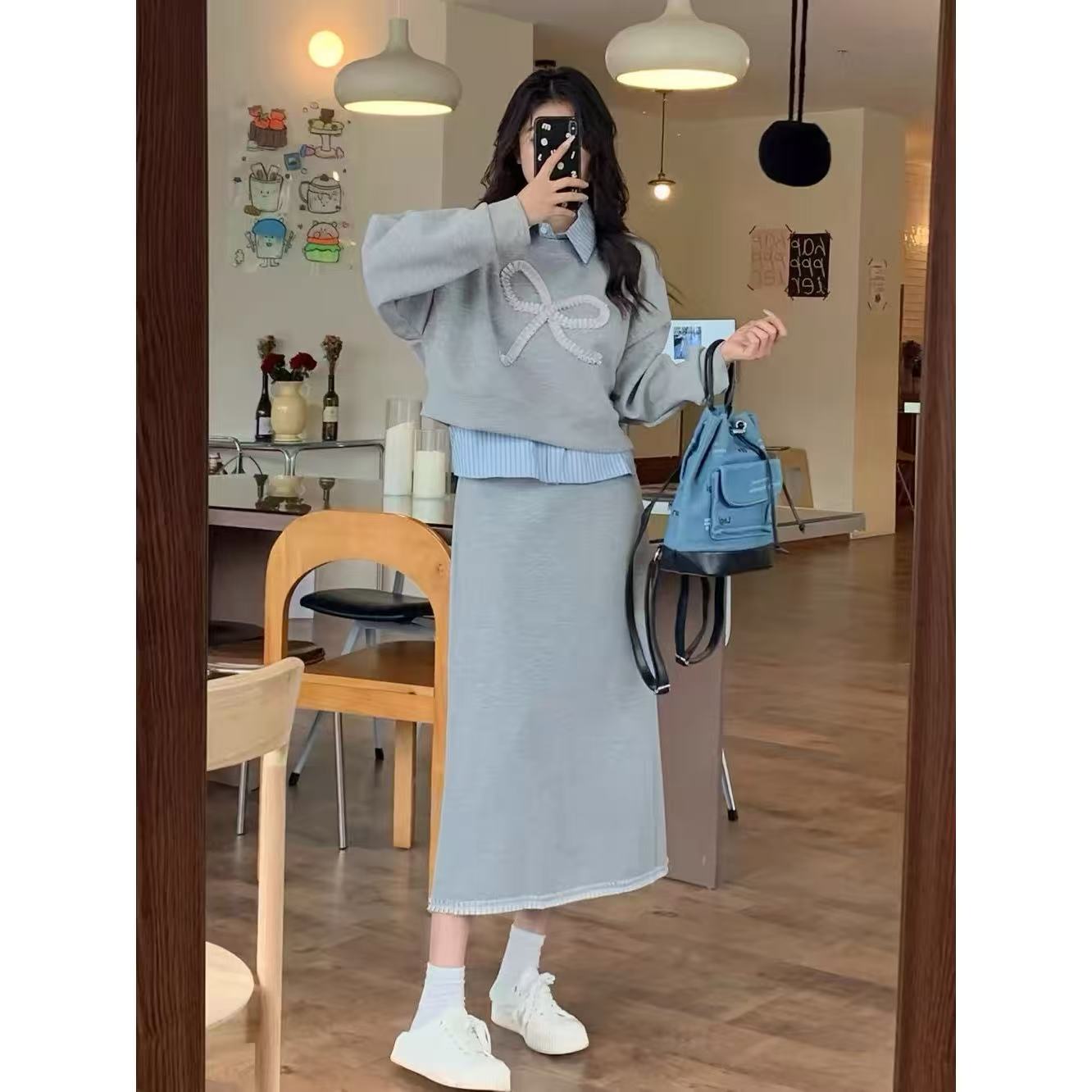 RY8367# 女装秋季2026新款微胖外套女装洋气时髦气质连衣裙显瘦法式