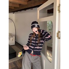批发复古费尔岛黑色<b class='q'>毛衣</b>外套<b class='q'>女</b>秋冬季新款别致设计高级感针织<b class='q'>开衫</b>上衣