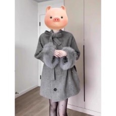 批发灰色<b class='q'>毛呢</b><b class='q'>外套女</b>秋冬韩系千金高级感时髦小洋装超好看呢子大衣保暖