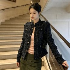 批发巨好看气质老钱短款<b class='q'>小香</b>风夹克外套女秋冬小个子工装休闲绝美上衣