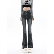 批发显瘦喇叭裤微喇<b class='q'>高腰牛仔裤</b>春秋款2024年辣妹微辣小个子马蹄裤子<b class='q'>女</b>