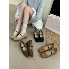 批发法式复古玛丽珍女鞋内增高厚底方头猪鼻子芭蕾鞋女<b class='q'>秋</b>新款浅口单鞋
