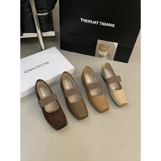 批发气质复古方头猪鼻子芭蕾文艺女鞋内增高一脚蹬配裙子玛丽珍晚晚风