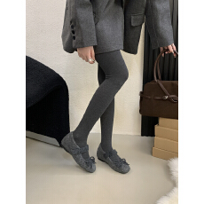 批发小香风蝴蝶结灰色毛呢灰高级感内增高加绒女秋<b class='q'>冬</b>外穿加厚玛丽珍款