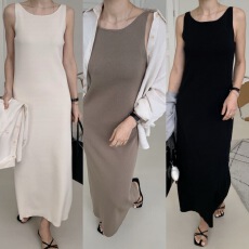 批发已出 新款韩版瘦针织吊带连衣裙