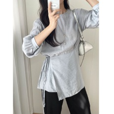 批发有货chic 韩版<b class='q'>假两件</b>屁帘圆领<b class='q'>衬衫</b>上衣