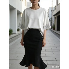 批发haluonz2026夏季新款时尚超好看高级感宽松百搭蝙蝠袖<b class='q'>条纹</b>卫衣女