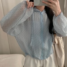 批发已出原版chic 韩版波点连帽防晒衫<b class='q'>女</b>