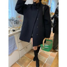 批发chic 韩版冬季复古英伦高级感立领单排扣百搭加厚毛呢子<b class='q'>大</b>衣<b class='q'>外套</b>