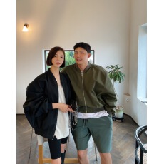 批发复古工装夹克衫风衣外套女立领宽松<b class='q'>棒球</b>服