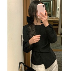 批发有货chic <b class='q'>韩版</b>不规则早春系带衬衫