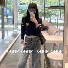 批发美式简约数字印花长袖T恤男女宽松百搭小众高级感打底衫