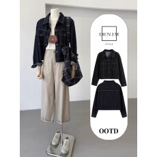 批发2025秋<b class='q'>冬</b>新款短款女士显瘦机车夹克长袖百搭复古外套上衣