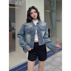 批发短外套短款设计感压褶收腰牛仔外套女复古宽松2015秋<b class='q'>冬</b>季