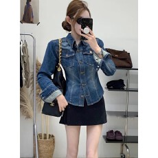 批发韩系复古收腰<b class='q'>牛仔</b>衬衫外套秋装女2025新款设计感小众气质显瘦上衣