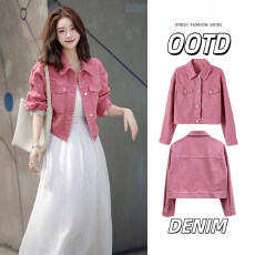 批发春秋季牛仔外套女2025新款小个子设计感洋气复古休闲短款夹克上衣