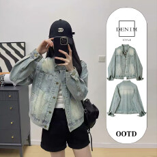 批发牛仔外套女春季2025新款设计感小众复古港味显瘦气质立领夹克上衣