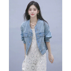 批发朗文斯汀2026初恋清纯春装新款气质时尚水洗<b class='q'>百搭</b>牛仔短外套