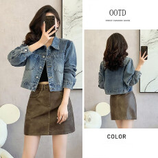 批发牛仔外套女2026新款春秋季设计感小众港味复古长袖短款夹克上衣潮