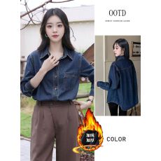 批发叠穿内搭复古港风<b class='q'>衬衣</b>外套女2025春季长袖<b class='q'>牛仔</b><b class='q'>衬衫</b>上衣设计感