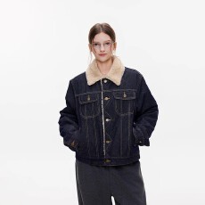 高级感牛仔羊羔毛外套女冬季新款加绒加厚宽松显瘦夹克上衣服
