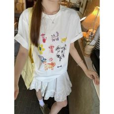 批发190克牛奶丝 后包领 夏装<b class='q'>短袖</b>T恤男女宽松上衣 跨境