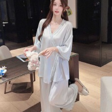 睡衣女冰丝好质量甜美可爱可外穿长袖长裤开衫家居服少女风