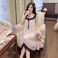 批发新款<b class='q'>夏</b>季睡裙女好质量柔软舒适网纱裙睡裙含胸垫可外穿居家服