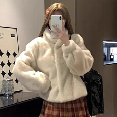 批发<b class='q'>海宁</b>獭兔毛绒外套女2025冬季新款宽松加厚毛绒绒小个子短款<b class='q'>皮草</b>