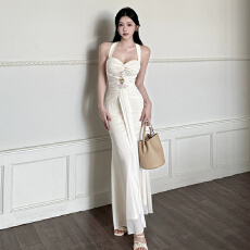 批发气质名媛高端精致蕾丝拼接抹胸连衣裙独特漂亮收腰修身包臀礼服裙