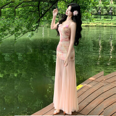 批发法式小众绝美碎花吊带连衣裙垂坠感<b class='q'>气质</b>网纱中长裙子夏季新款女装