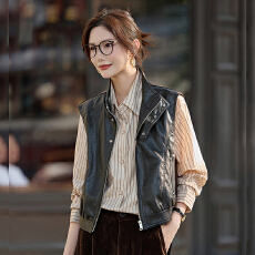 批发气质复古夹克外套PU皮背心<b class='q'>马甲女</b>秋季2026新款外穿百搭短款上衣