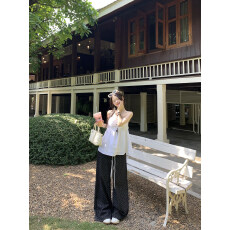 批发法式V领吊带背心女夏季外穿独特漂亮气质绝美宽松初恋感白色上