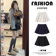 批发白色百褶裙<b class='q'>女</b>春秋冬<b class='q'>半身裙</b>2025新款高腰短裙毛呢小个子显瘦a字裙