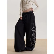 批发美式街头字母印花阔腿卫裤女春季新款宽松长裤<b class='q'>运动</b>休闲裤