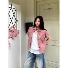批发美式高级感复古工装短袖<b class='q'>衬衫女</b>夏季新款设计感百搭短款上衣