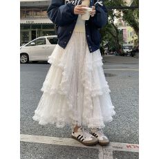 批发重工不规则设计蕾丝半身裙女高腰遮肉显瘦韩系<b class='q'>百搭</b>a字蛋糕裙金典