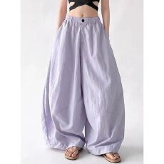 批发多巴胺女士休闲裤女秋季新款防晒裤慵懒<b class='q'>时尚</b>蓝色阔腿裤户外工装裤