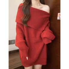 批发高级感超好看紫色毛衣裙秋冬季2025新小个子女生打底针织<b class='q'>连衣裙</b>