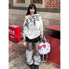 批发美式一字肩<b class='q'>长袖</b><b class='q'>t</b><b class='q'>恤</b>露肩宽松休闲卫衣女