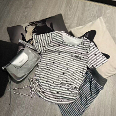 批发条纹系带休闲套装显瘦舒适夏季新款少<b class='q'>女</b>装透气潮流in’s风